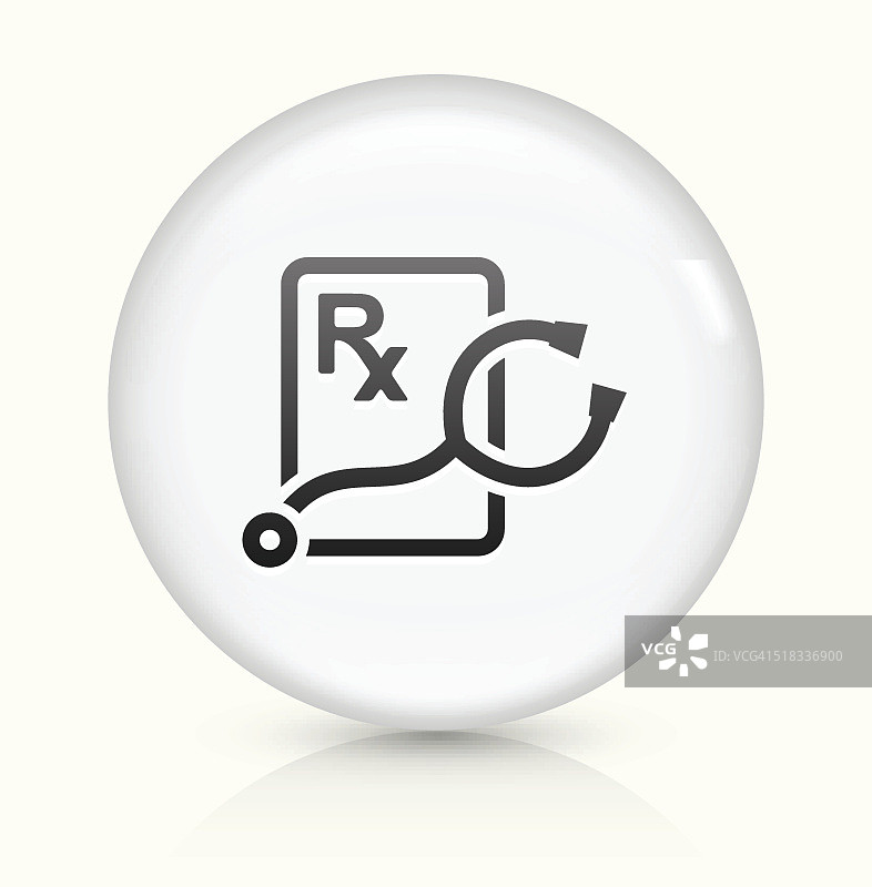 听诊器和处方图标上的白色圆形矢量按钮图片素材