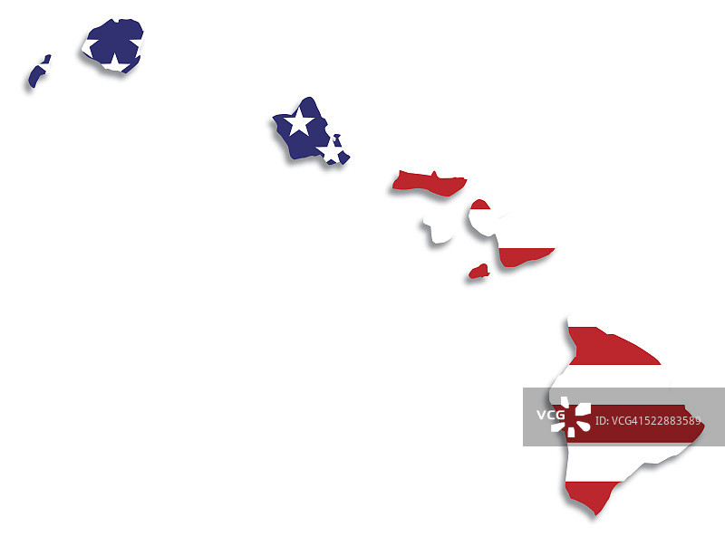 美国国旗夏威夷地图图片素材