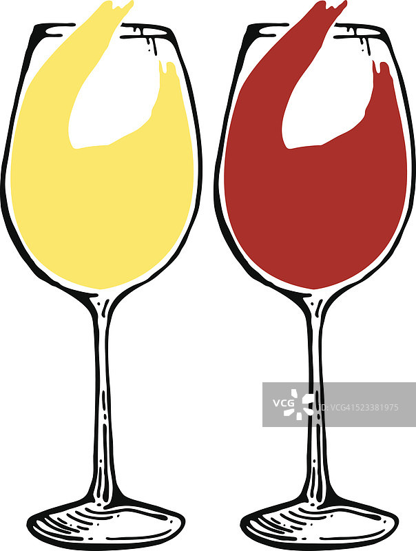 两杯红酒和白葡萄酒图片素材