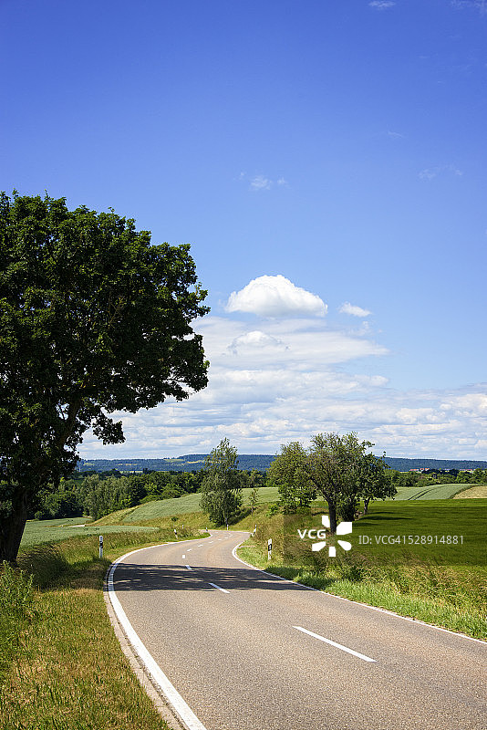弯曲的乡村公路在春天图片素材
