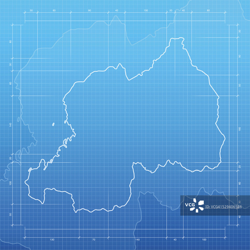 蓝图背景上的卢旺达地图图片素材