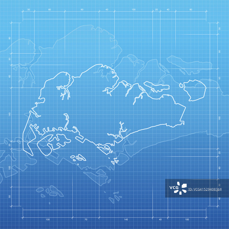 新加坡地图在蓝图的背景图片素材