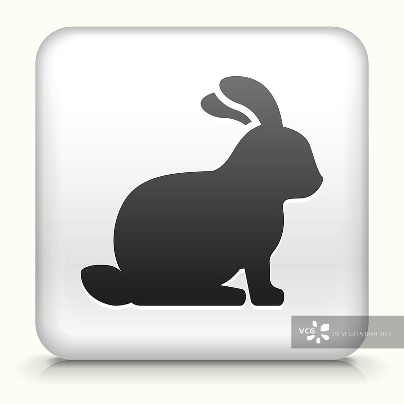 带兔子的方形按钮图片素材