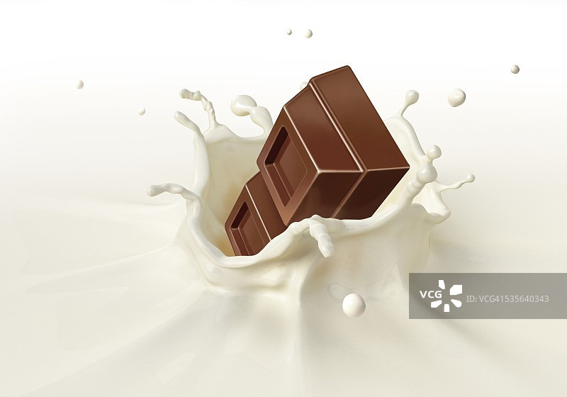 巧克力溅到牛奶上，艺术品图片素材