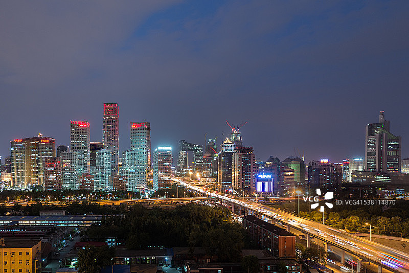 北京CBD夜景鸟瞰图图片素材