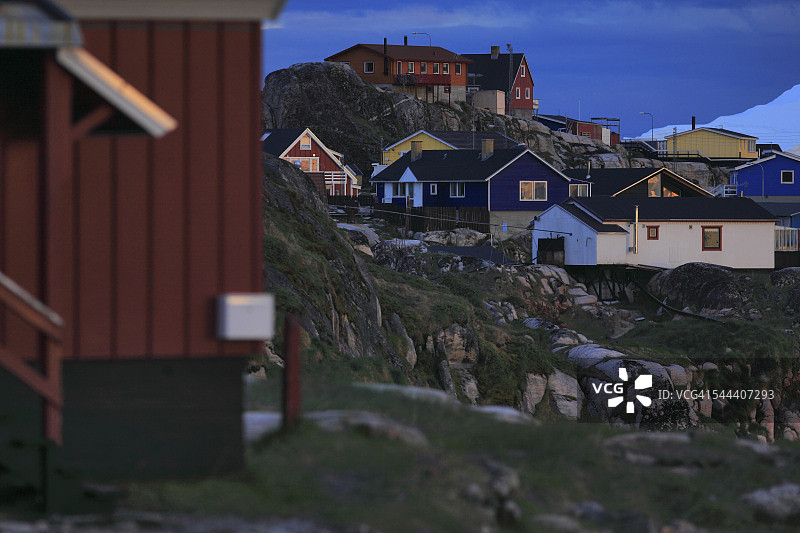 格陵兰岛北冰洋沿岸的村庄图片素材