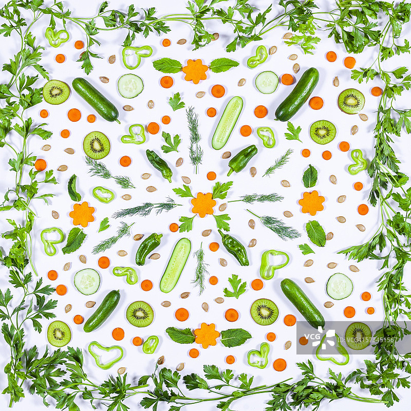 食物模式与水果和蔬菜图片素材