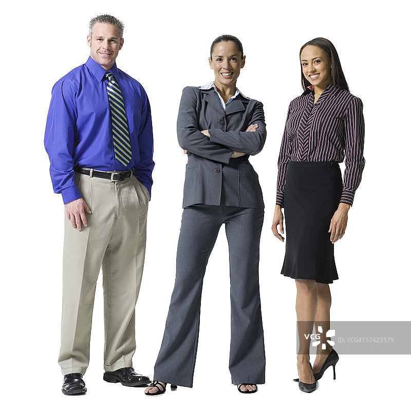 一个商人和两个女商人站在一起的肖像图片素材