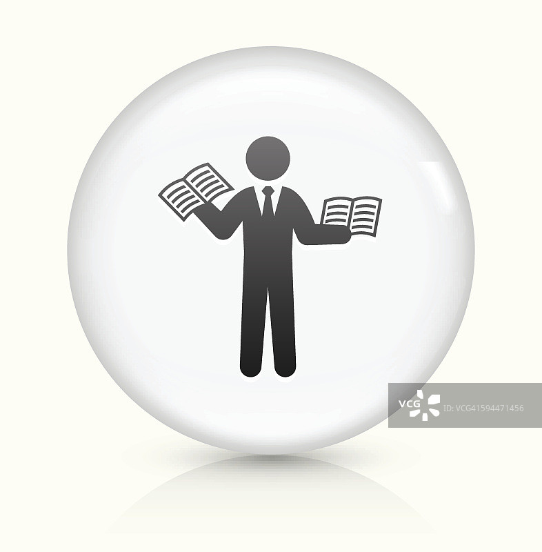 商人和教育图标上的白色圆形矢量按钮图片素材