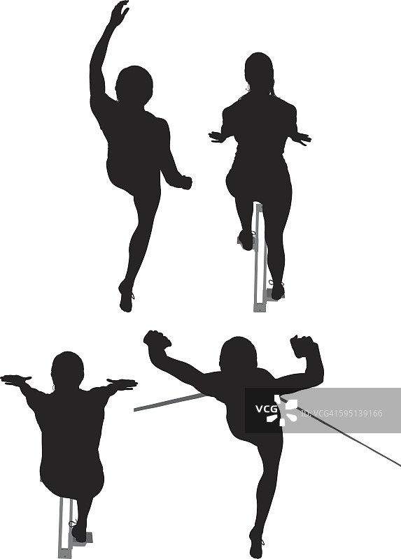 各种动作中的女跑步者图片素材