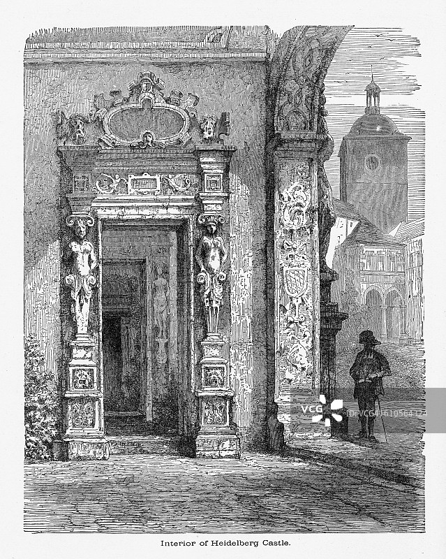 德国海德堡城堡内部大约1887年图片素材