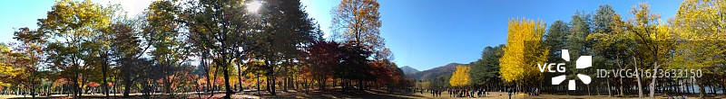 韩国江原市春川秋季的南道岛全景图片素材