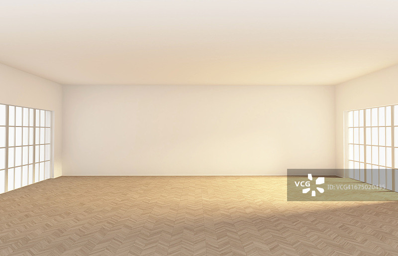 空房间，镶木地板，3d渲染图片素材