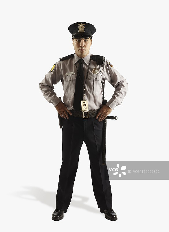 摄影棚里的男警官图片素材