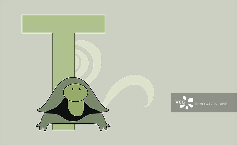 字母T和乌龟的特写图片素材
