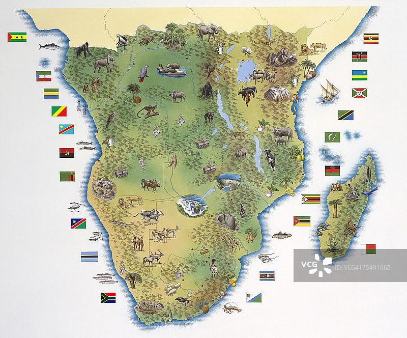 南非地图，附图显示明显特征图片素材