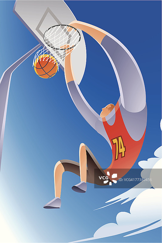 灌篮表演的篮球运动员图片素材