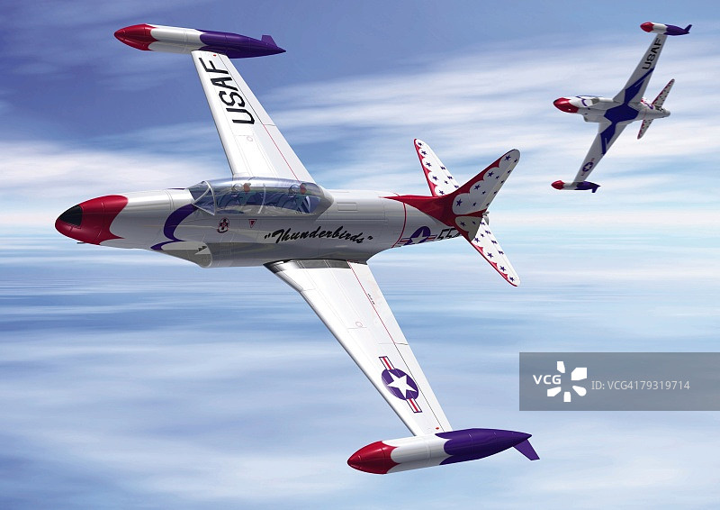 两架空军飞机，CG，插图，低角度视图图片素材
