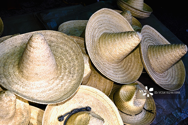 帽子的特写，特拉科卢拉德马塔莫罗斯，瓦哈卡，瓦哈卡州，墨西哥图片素材