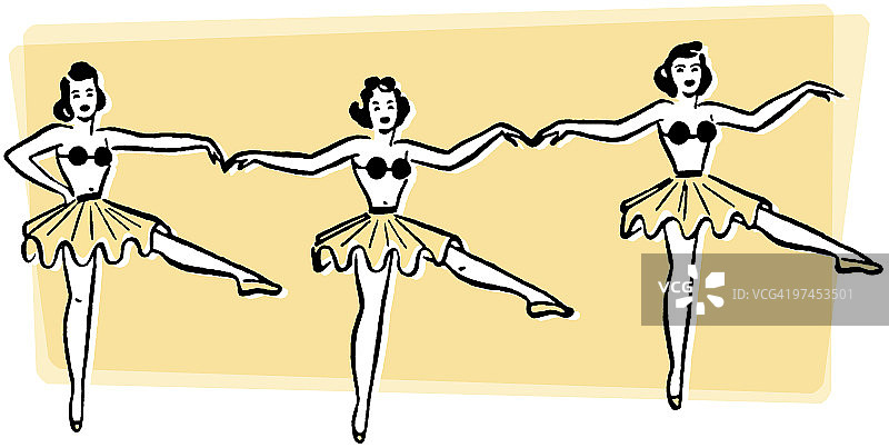 三个芭蕾舞演员跳成一排图片素材