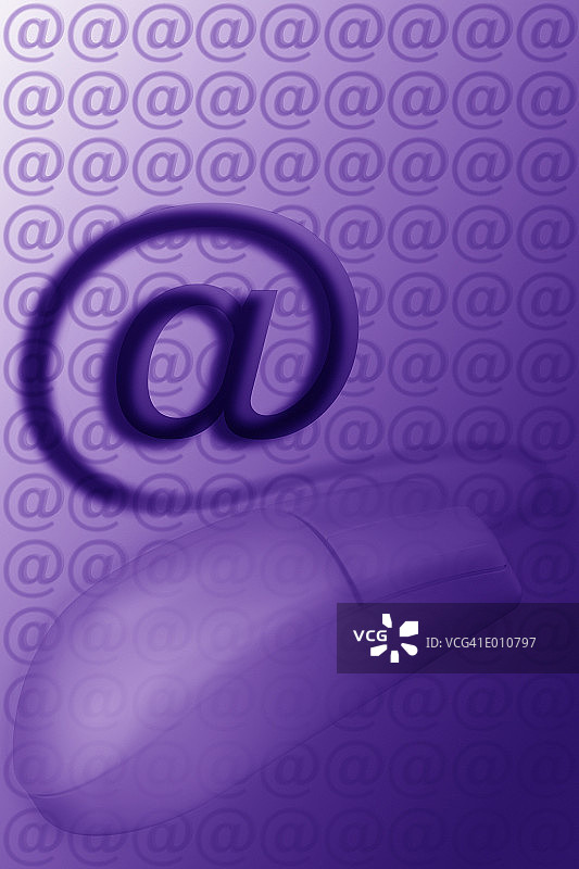 @-symbol和鼠标的紫色图像图片素材
