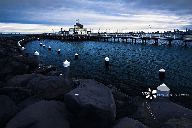 黄昏的圣基尔达码头-澳大利亚墨尔本图片素材