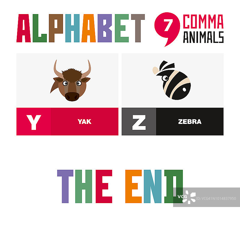 Abc英语字母表动物图标集矢量插图图片素材