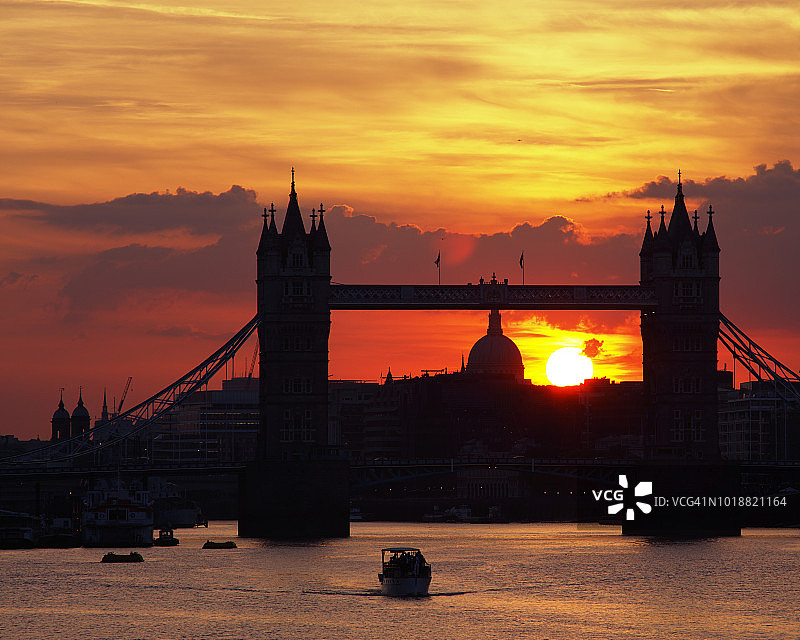 日落时分泰晤士河对岸的伦敦市景图片素材