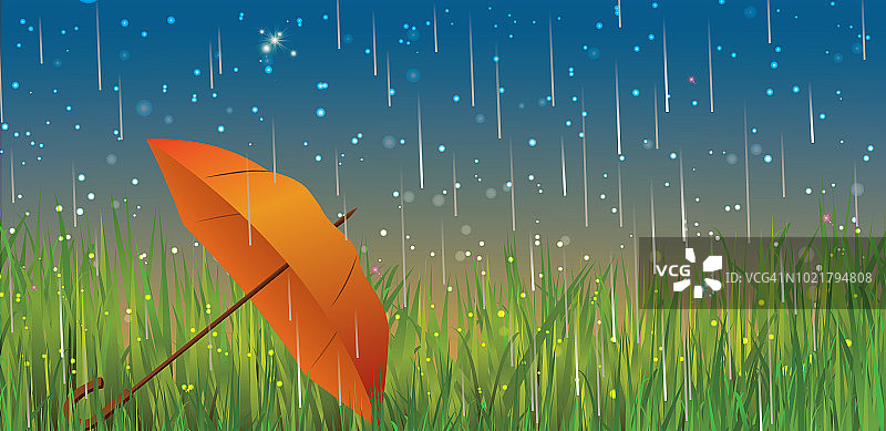 秋天的背景有雨和橙色的伞图片素材