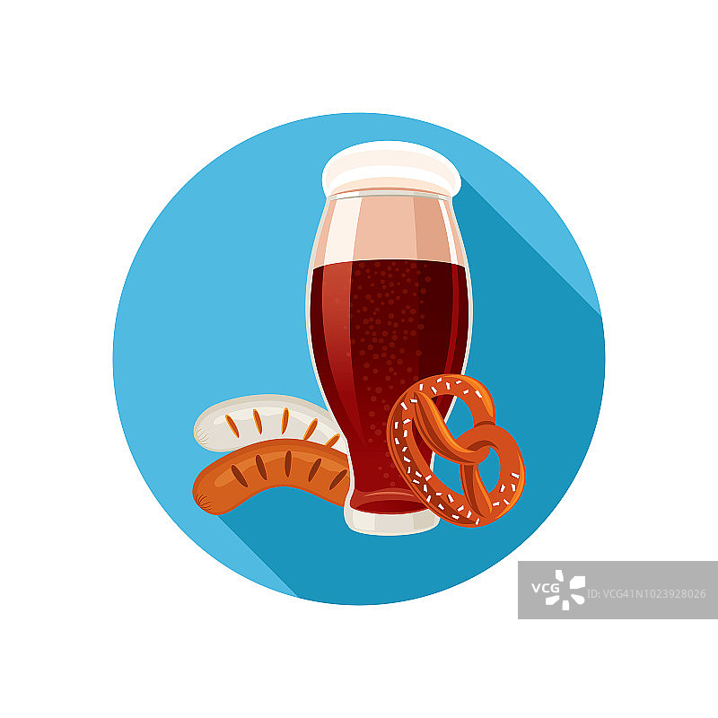 啤酒，香肠和椒盐卷饼。啤酒节图片素材