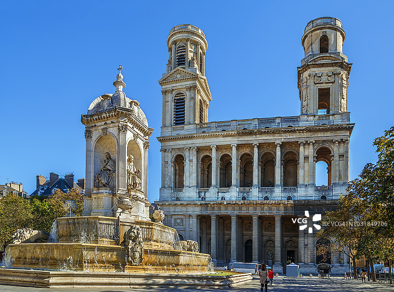 圣叙尔皮斯教堂，巴黎图片素材
