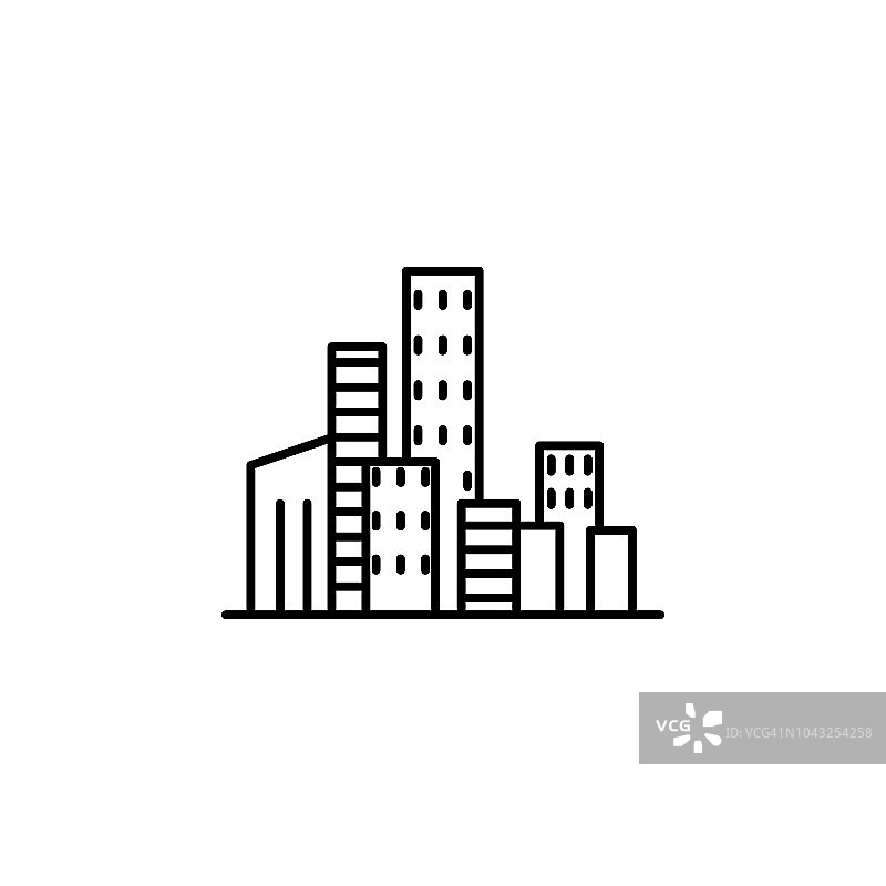 城市图标。移动概念和web应用的景观图标元素。细线城市图标可以用于网络和手机图片素材
