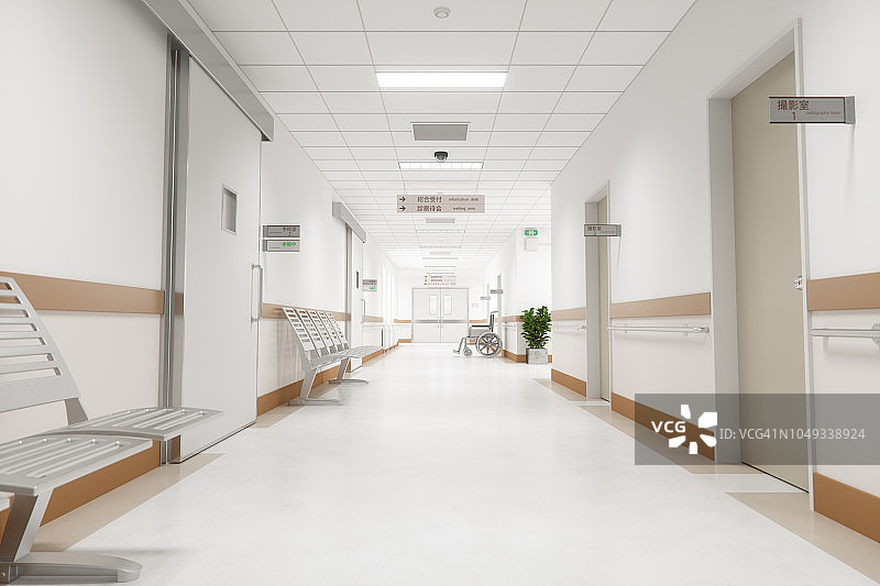 空旷的现代日本医院走廊图片素材