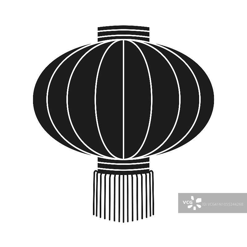 黑白中国纸灯笼剪影图片素材