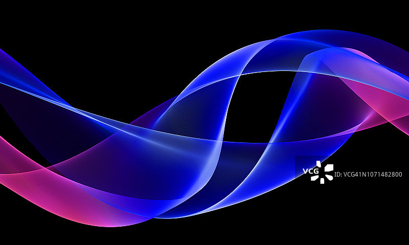 抽象的蓝粉色波，孤立在黑色背景上图片素材