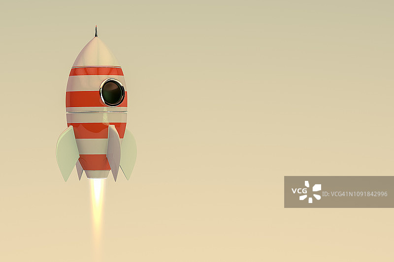 3D渲染复古火箭图片素材