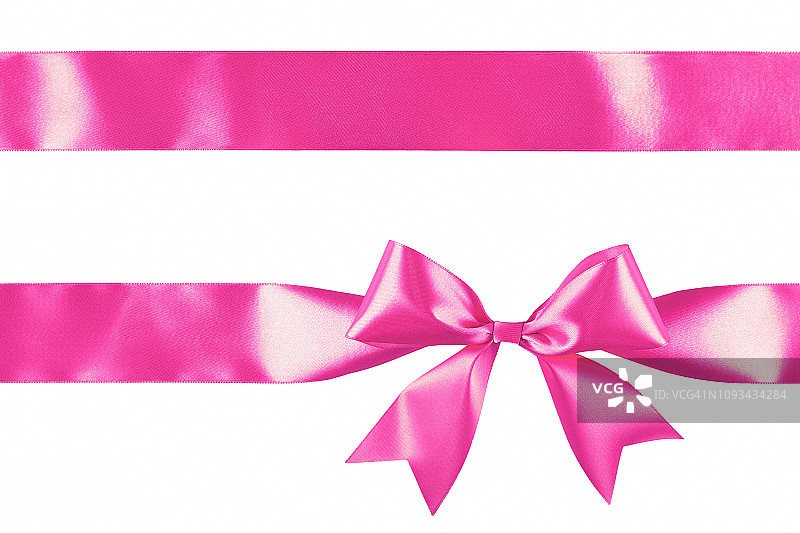 粉红色丝带蝴蝶结孤立在白色背景上图片素材