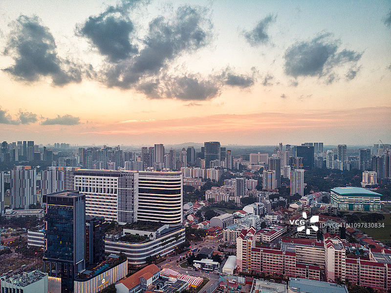 新加坡市中心的日落景色图片素材