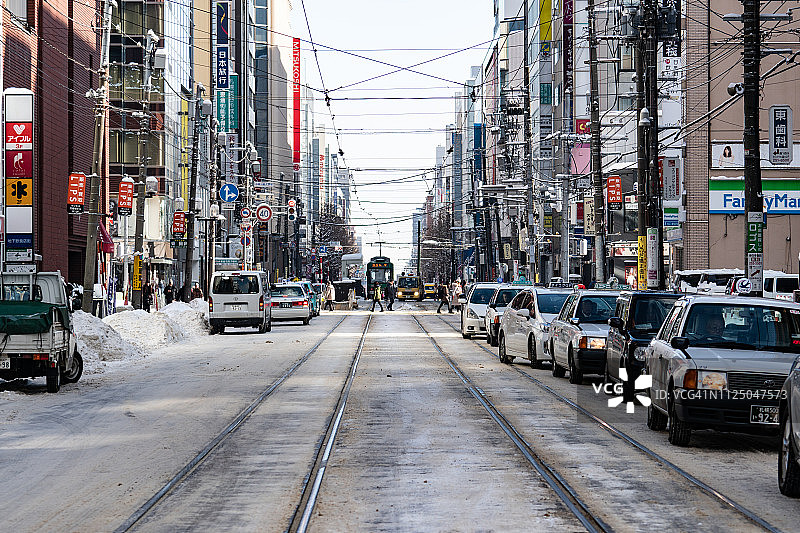 日本北海道札幌市的城市街道图片素材