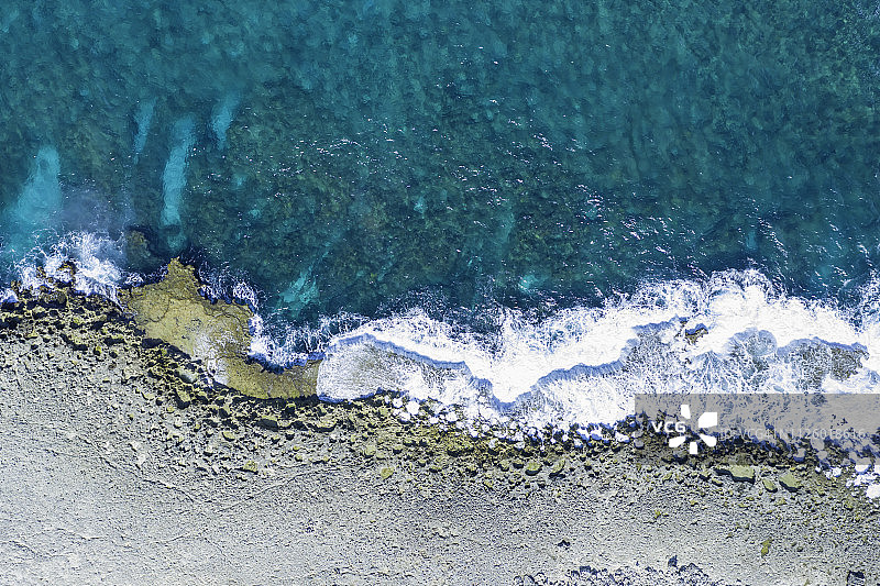 鸟瞰加勒比海和库拉索岛的海岸特征图片素材