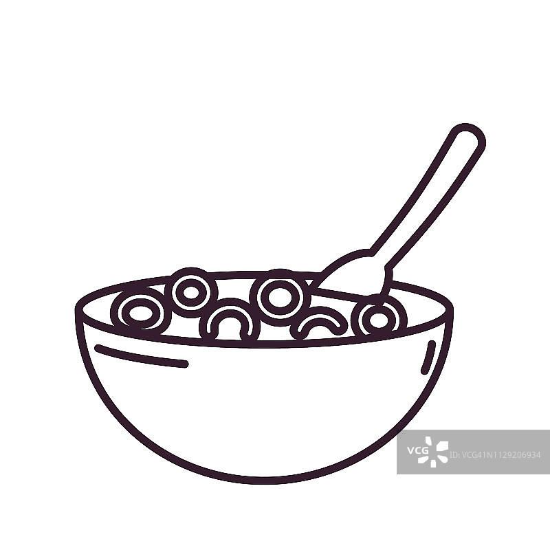 麦片碗-瘦线早餐图标图片素材