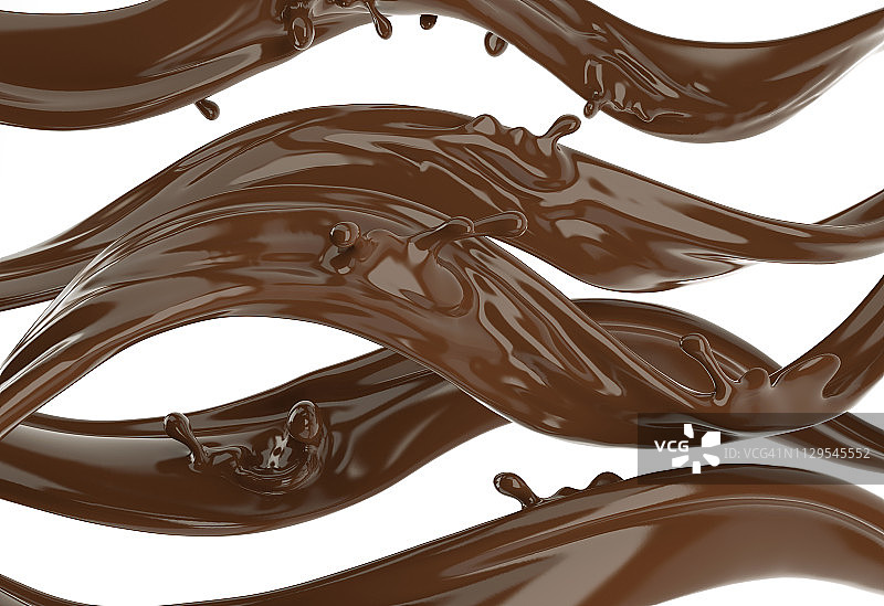 液体巧克力波与小飞溅，插图图片素材