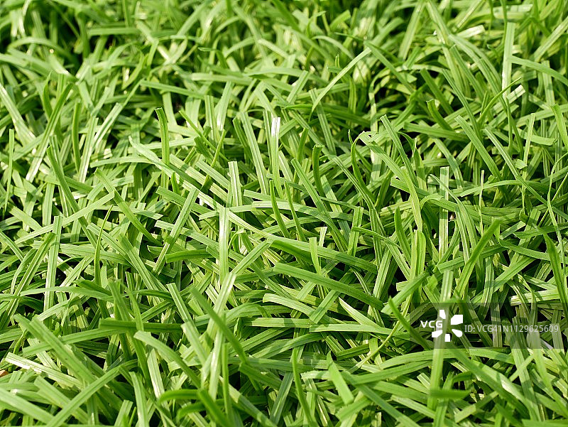 足球网和球场在明亮的绿色人造草皮上图片素材