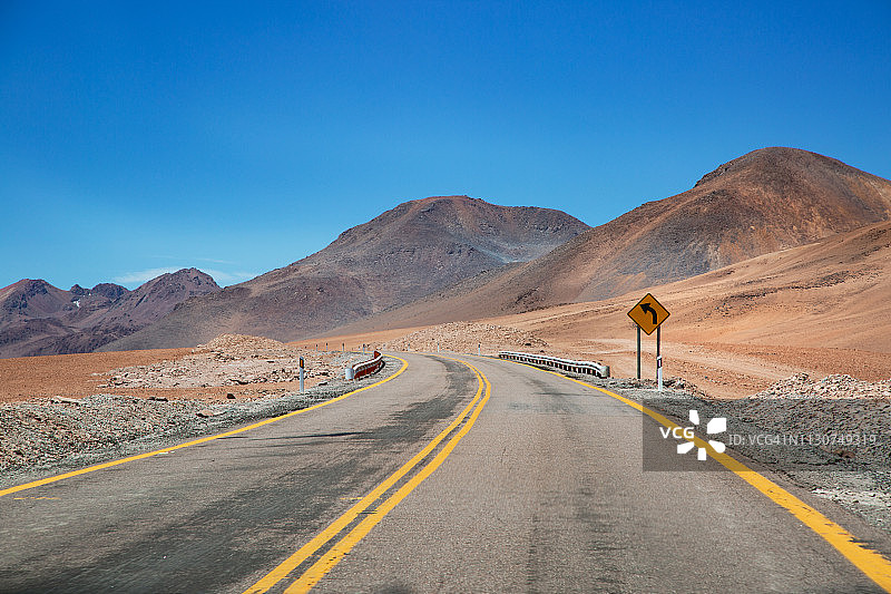 智利，阿塔卡马沙漠，智利27号公路。图片素材