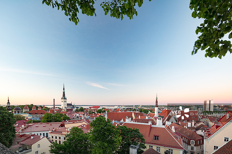 爱沙尼亚塔林老城，圣奥拉夫教堂尖顶高耸图片素材