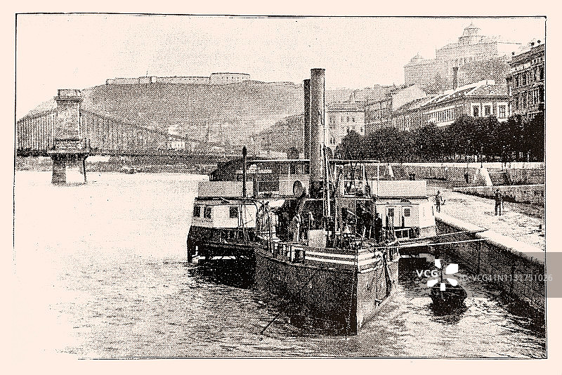 19世纪布达佩斯的一艘船图片素材