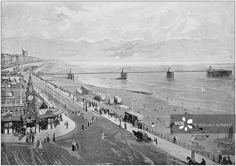 英格兰和威尔士的古老黑白照片:布赖顿图片素材