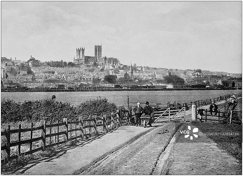 英格兰和威尔士的古董黑白照片:林肯图片素材