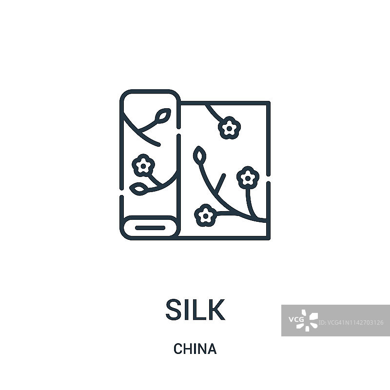 丝绸图标矢量从中国收集。细线丝轮廓图标矢量插图。线性符号用于网络和移动应用程序，标志，印刷媒体。图片素材