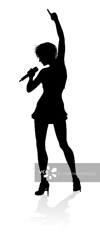 歌手流行乡村或摇滚明星剪影女人图片素材